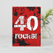 40e verjaardag 40 rotsen! Grunge rood en zwart A08 Kaart (Staand voorkant)