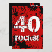 40e verjaardag 40 rotsen! Grunge rood en zwart A08 Kaart (Voorkant / Achterkant)