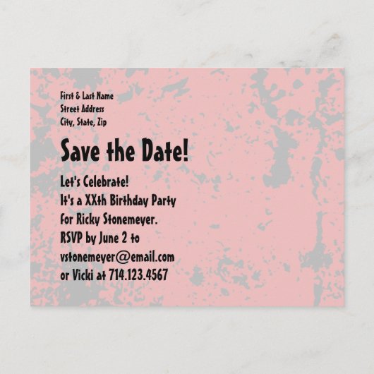 40e verjaardag 40 rotsen! Grunge rood en zwart A10 Aankondigingskaart (Achterkant)