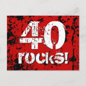 40e verjaardag 40 rotsen! Grunge rood en zwart A10 Aankondigingskaart (Voorkant)