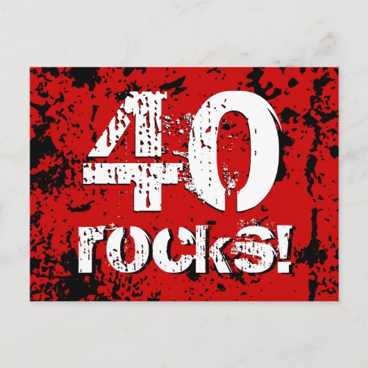 40e verjaardag 40 rotsen! Grunge rood en zwart A10 Aankondigingskaart (Voorkant)