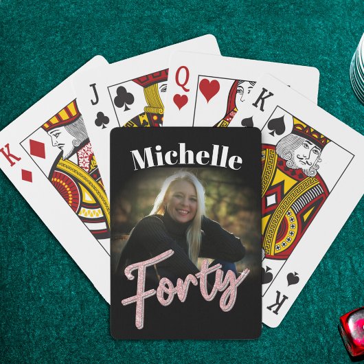 40e verjaardag 40 roze zwart verjaardag op maat pokerkaarten