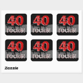 40e verjaardag - 40 stenen! Grunge Rood en Zwart Vierkante Sticker (Vel)