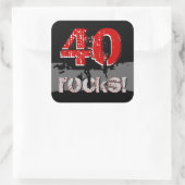 40e verjaardag - 40 stenen! Grunge Rood en Zwart Vierkante Sticker (Tas)