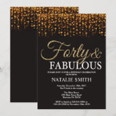 40e verjaardag 40e en Fabulous Gold Glitter Kaart (Voorkant / Achterkant)