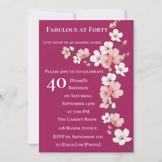 40e verjaardag 40e verjaardag uitnodigingen voor h (Voorkant)