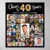 40e verjaardag 41 Photo Collage Hoera voor 40 jaar Poster (Voorkant)