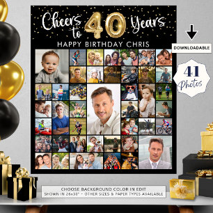 40e verjaardag 41 Photo Collage Hoera voor 40 jaar Poster
