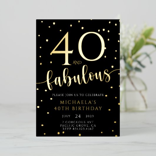 40e verjaardag 50 jaar en feestdag folie uitnodiging (Staand Voorkant)