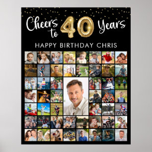 40e Verjaardag 51 Foto Collage Proost op 40 Jaar Poster