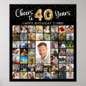 40e Verjaardag 51 Fotocollage Proost op 40 Jaar Poster (Voorkant)