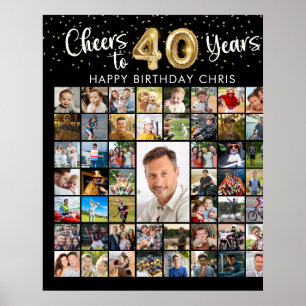 40e Verjaardag 51 Fotocollage Proost op 40 Jaar Poster