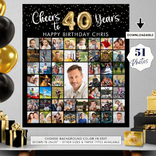 40e Verjaardag 51 Fotocollage Proost op 40 Jaar Poster