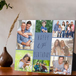 40e verjaardag 7 Foto Collage Two Tone Blue Fotoplaat<br><div class="desc">Zeg Happy 40th Birthday met een gepersonaliseerde fotoplaque. Het fotomalplaatje is opstelling voor u om 7 van uw favoriete foto's toe te voegen die in een fotocollage rond de verjaardaggroet worden getoond. De formulering luidt "Happy 40th Birthday" in casual typografie. "40ste" is eigenlijk bewerkbaar als je dit voor een andere...</div>