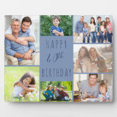 40e verjaardag 7 Foto Collage Two Tone Blue Fotoplaat (Voorkant)