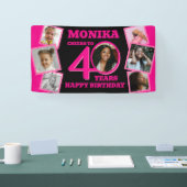 40e verjaardag 7 foto's naam roze zwart spandoek (Beurs)