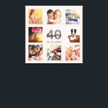 40e verjaardag aangepaste foto collage roos gouden canvas afdruk<br><div class="desc">Een uniek 40ste verjaardagscadeau of aandenken, haar leven vieren met een collage van 8 van uw foto's. Voeg afbeeldingen van haar familie, vrienden, huisdieren, hobbies of droomreisbestemming toe. Personaliseer en voeg een naam, leeftijd 40 en een datum toe. Grijze en zwarte letters. Een chique meisjesachtige en vrouwelijke roos goudkleurige achtergrond....</div>