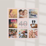 40e verjaardag aangepaste foto collage roos gouden imitatie canvas print<br><div class="desc">Een uniek 40ste verjaardagscadeau of aandenken, haar leven vieren met een collage van 8 van uw foto's. Voeg afbeeldingen van haar familie, vrienden, huisdieren, hobbies of droomreisbestemming toe. Personaliseer en voeg een naam, leeftijd 40 en een datum toe. Grijs en donker roos goudkleurige letters. Een chique zwarte achtergrond. Dit canvas...</div>