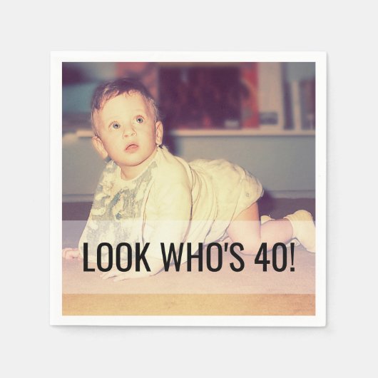 40e verjaardag Aangepaste foto Napkins Servet (Voorkant)