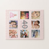 40e verjaardag aangepaste foto roos gouden wazige legpuzzel (Horizontaal)