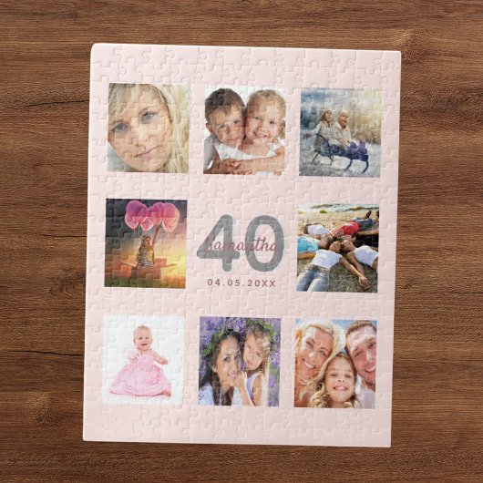 40e verjaardag aangepaste foto roos gouden wazige legpuzzel