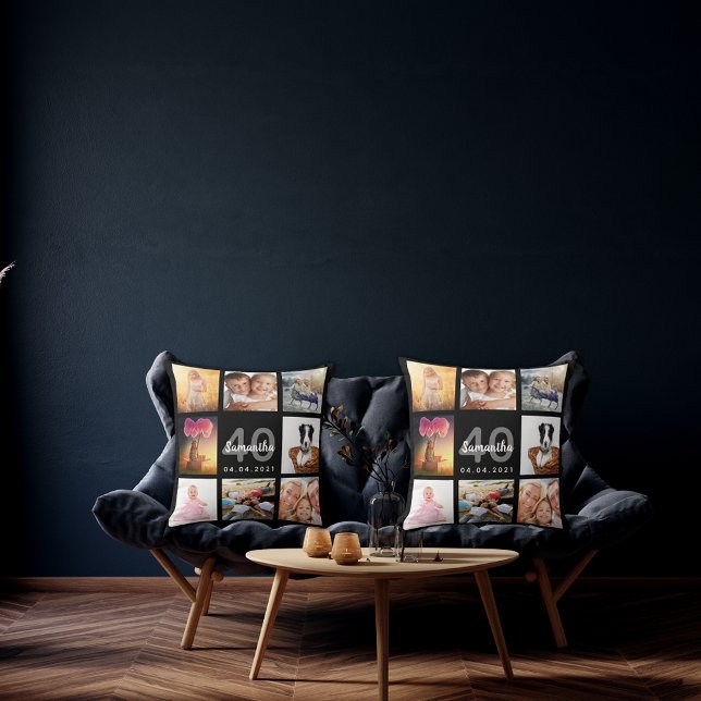 40e verjaardag aangepaste fotocollage zwarte vrouw kussen (Creator heeft geüpload)