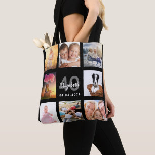 40e verjaardag aangepaste fotocollage zwarte vrouw tote bag