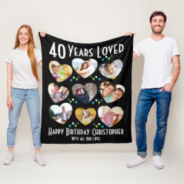 40e verjaardag aangepaste hart foto fleece deken