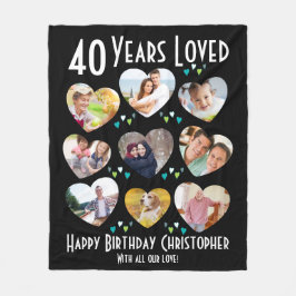 40e verjaardag aangepaste hart foto fleece deken