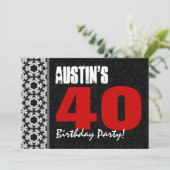 40e verjaardag - Aangepaste naam zwart wit, V17 Kaart (Staand voorkant)