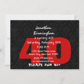 40e verjaardag - Aangepaste naam zwart wit, V17 Kaart (Achterkant)