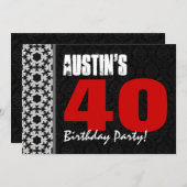 40e verjaardag - Aangepaste naam zwart wit, V17 Kaart (Voorkant / Achterkant)