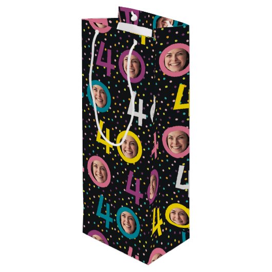 40e verjaardag Aanpassen foto-wastas Wijn Cadeautas (Achterkant Gekanteld)