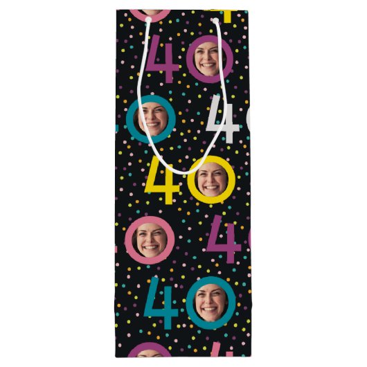 40e verjaardag Aanpassen foto-wastas Wijn Cadeautas (Achterkant)