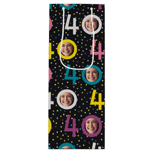 40e verjaardag Aanpassen foto-wastas Wijn Cadeautas (Voorkant)
