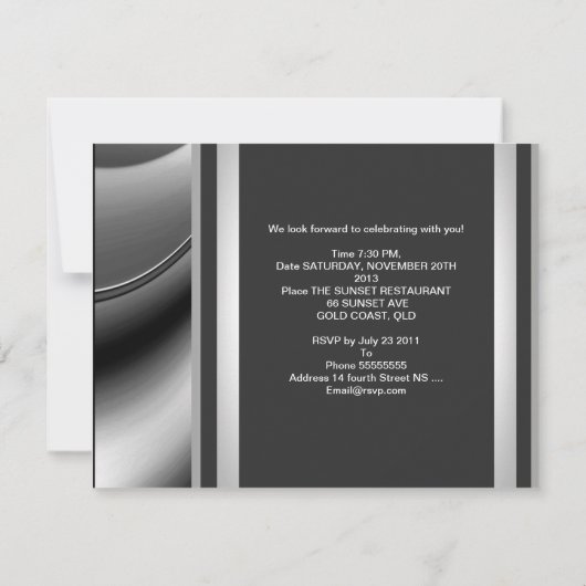 40e verjaardag Abstract Silver Chrome Metaal Kaart (Achterkant)