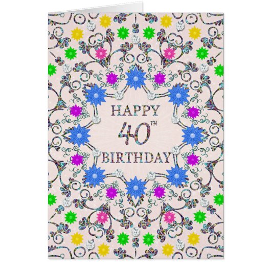 40e verjaardag Abstracte bloemen (Voorkant)