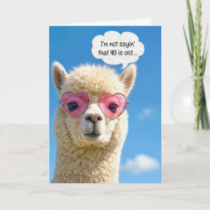 40e verjaardag Alpaca in roze hartvormige bril Kaart