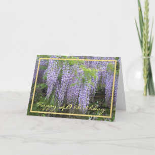 40e verjaardag Amelia Wisteria Elegant Gold Lijst Kaart