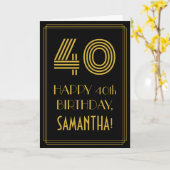 40e verjaardag: Art Deco geïnspireerd look "40" &  Kaart (Gele Bloem)