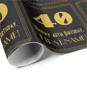 40e verjaardag - Art Deco Geïnspireerde look "40" Cadeaupapier (Rol Hoek)