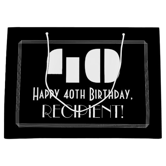 40e verjaardag ~ Art Deco Geïnspireerde look "40"  Groot Cadeauzakje