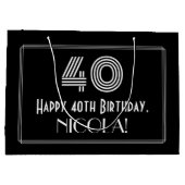 40e verjaardag — Art Deco geïnspireerde look "40" Groot Cadeauzakje (Achterkant)