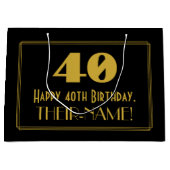40e verjaardag — Art Deco geïnspireerde look "40"  Groot Cadeauzakje (Voorkant)