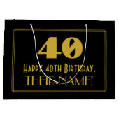 40e verjaardag — Art Deco geïnspireerde look "40" Groot Cadeauzakje (Achterkant)