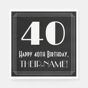 40e verjaardag ~ Art Deco Geïnspireerde look "40" Servet