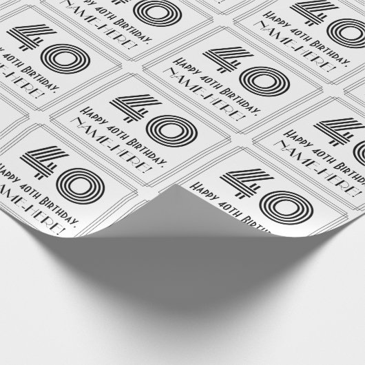 40e verjaardag: Art Deco geïnspireerde stijl "40"  Cadeaupapier (Hoek)