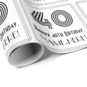 40e verjaardag: Art Deco geïnspireerde stijl "40"  Cadeaupapier (Rol Hoek)