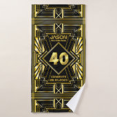 40e verjaardag Art Deco Gold Black Grote Gatsby Badhanddoek (Badhanddoek)