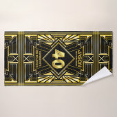 40e verjaardag Art Deco Gold Black Grote Gatsby Badhanddoek (Badhanddoek)